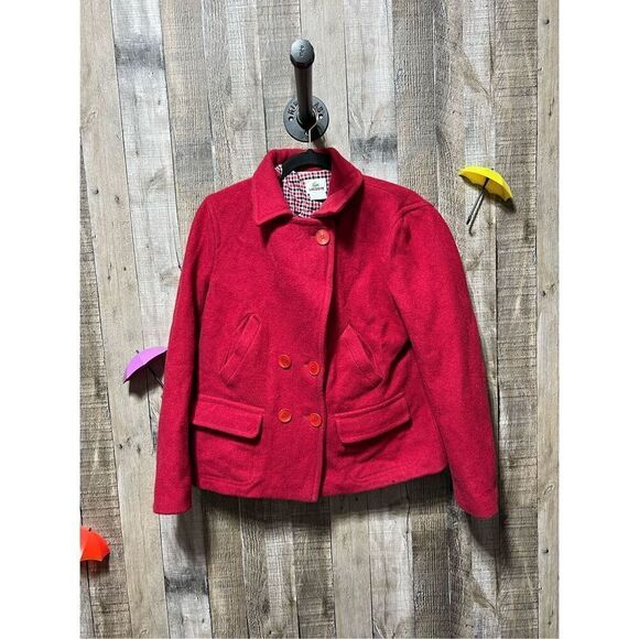 Lacoste Vintage Red Wool Blend Double Breasted Coat Jacket - Picture 1 of 6